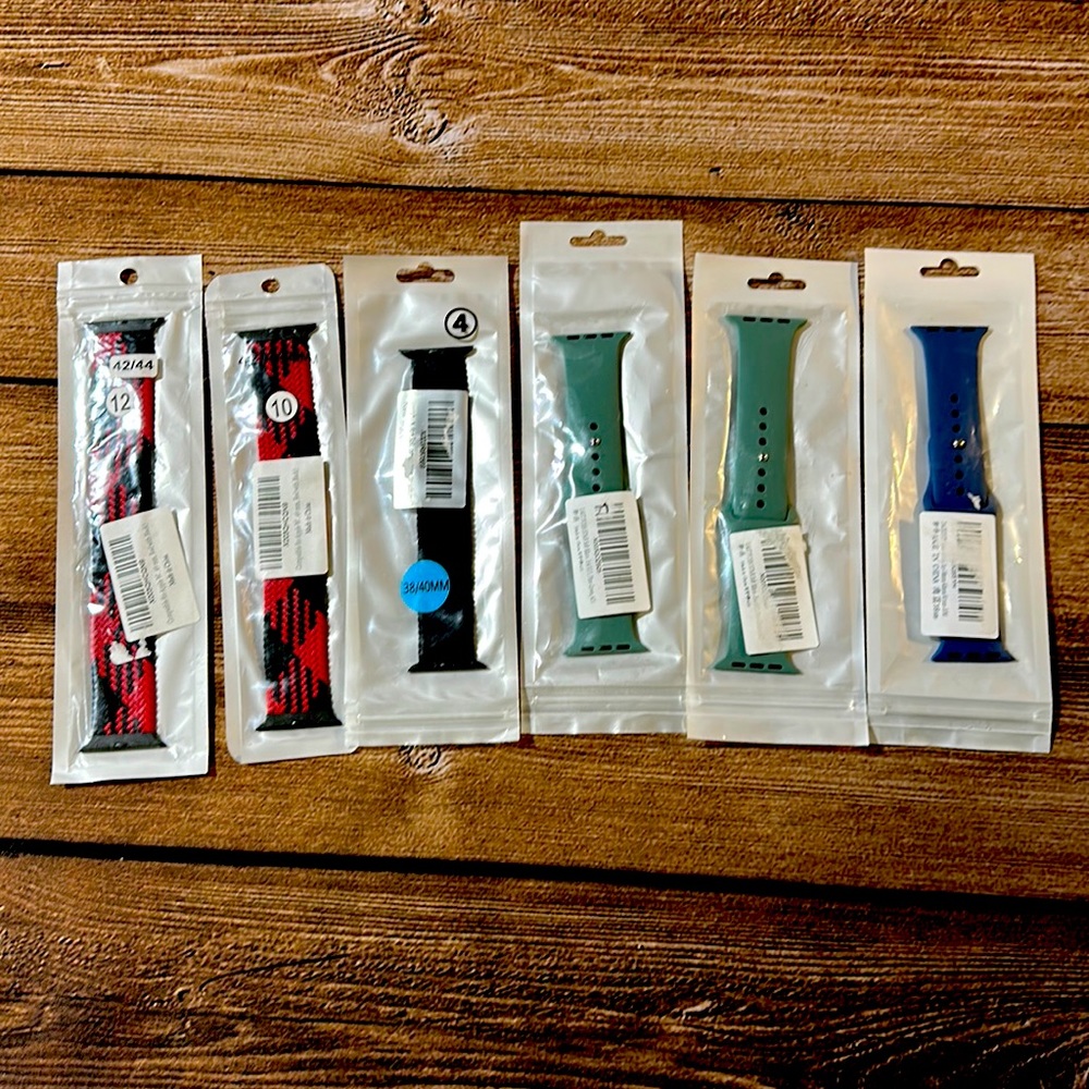 Generic watch Band Lot for Apple Watch - see pics, 6 bands - Mix of watch sizes.
